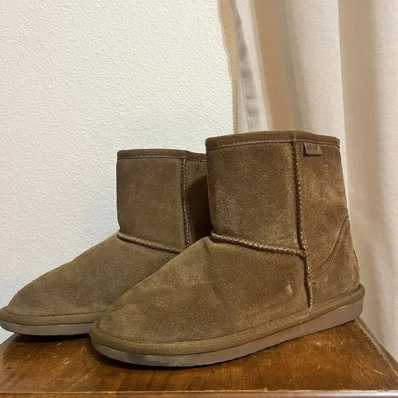 Minnetonka Women's Olympia Brown Suede Cozy Warm Fur Lined Bootie Mini Size 6 M - Picture 7 of 10